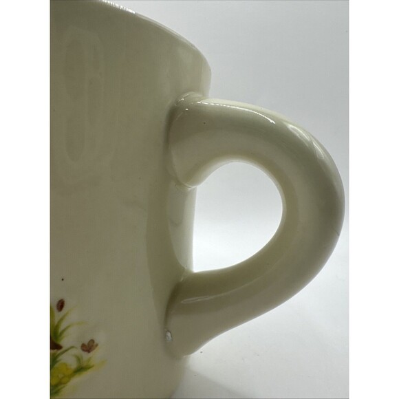 Coffee Cup Mug Rabbit Drinking With Baby Chick Butterfly Mushroom Flowers - Picture 4 of 5